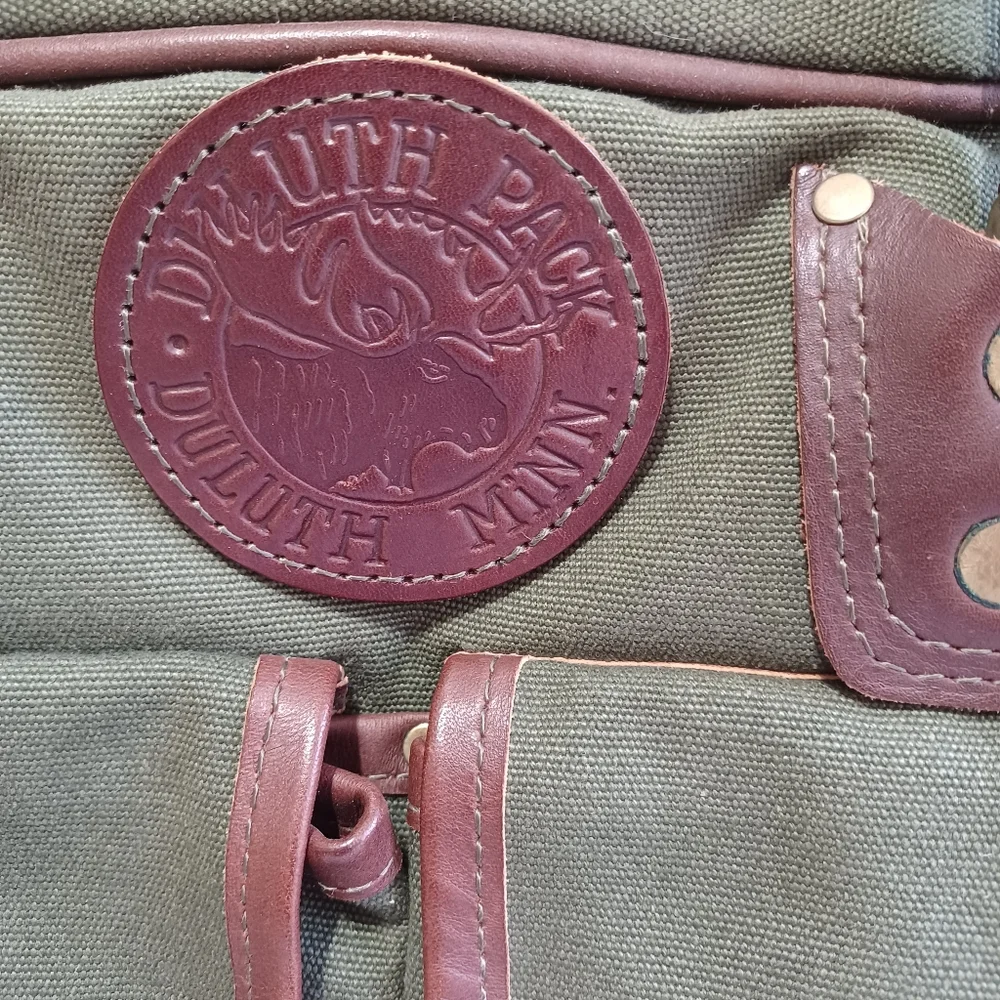 Duluth Pack Made in USA FREELANCE BRIEFACASE Green Canvas & Leather Travel Bag